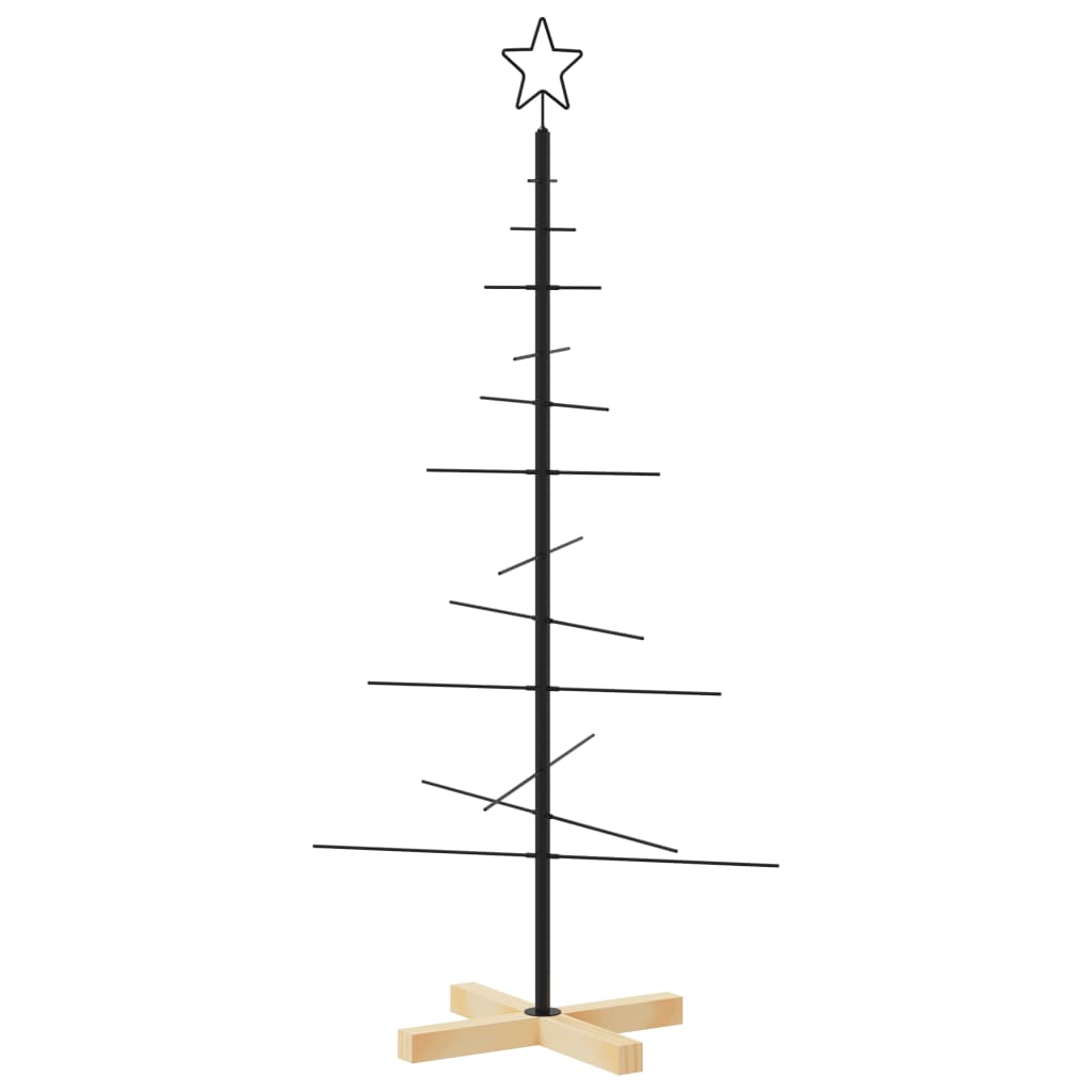 vidaXL Metal Christmas Tree | Black | Powder-coated steel, solid pine wood