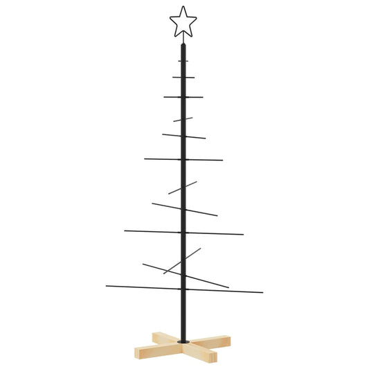 vidaXL Metal Christmas Tree | Black | Powder-coated steel, solid pine wood