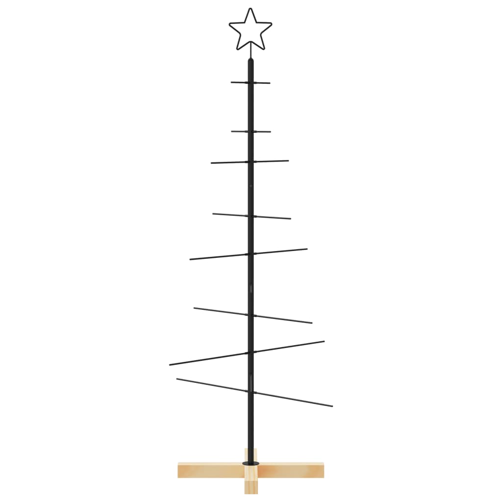 vidaXL Metal Christmas Tree | Black | Powder-coated steel, solid pine wood