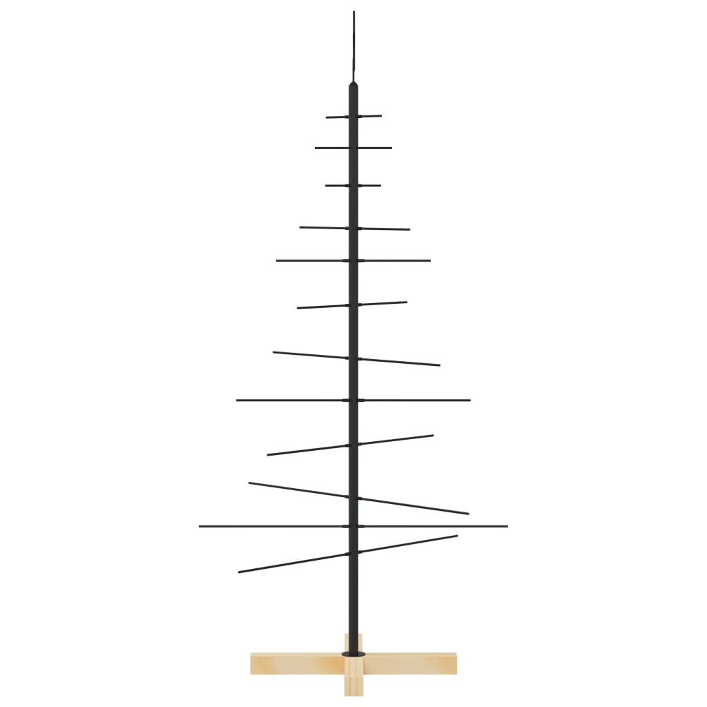vidaXL Metal Christmas Tree | Black | Powder-coated steel, solid pine wood