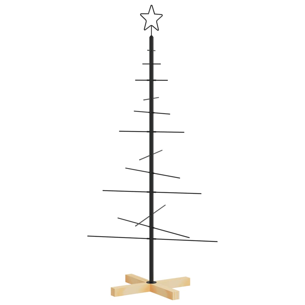 vidaXL Metal Christmas Tree | Black | Powder-coated steel, solid pine wood