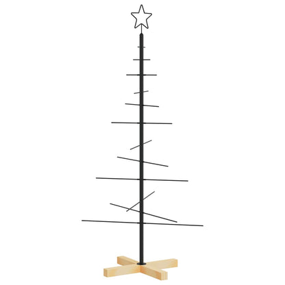 vidaXL Metal Christmas Tree | Black | Powder-coated steel, solid pine wood