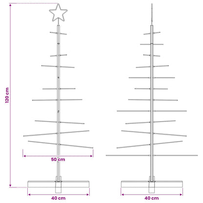 vidaXL Metal Christmas Tree with Wooden Base Black 120 cm