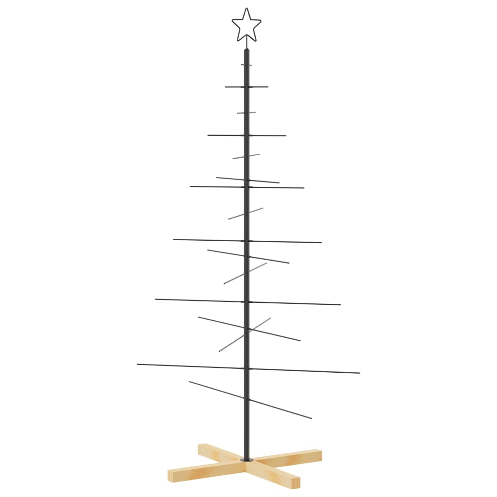 vidaXL Metal Christmas Tree | Black | Powder-coated steel, solid pine wood