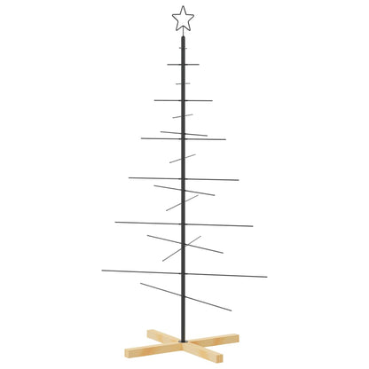 vidaXL Metal Christmas Tree | Black | Powder-coated steel, solid pine wood