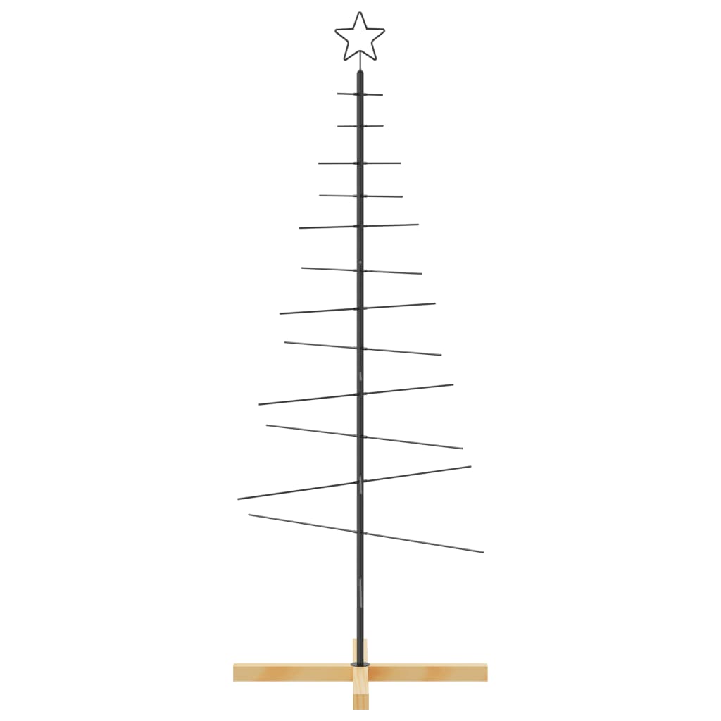 vidaXL Metal Christmas Tree | Black | Powder-coated steel, solid pine wood