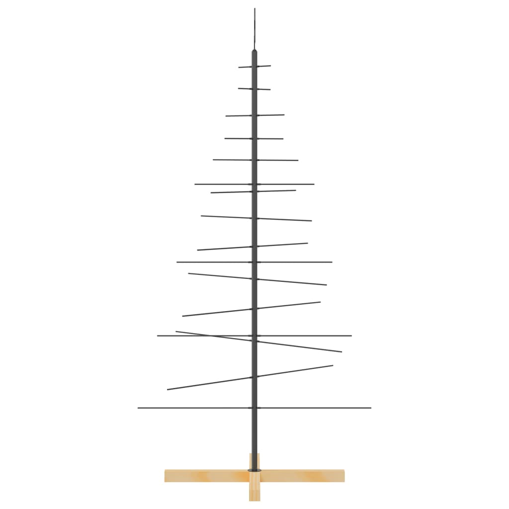 vidaXL Metal Christmas Tree | Black | Powder-coated steel, solid pine wood