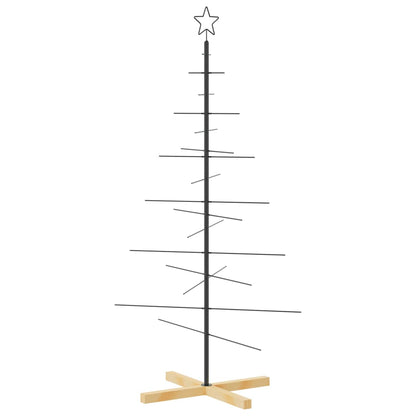 vidaXL Metal Christmas Tree | Black | Powder-coated steel, solid pine wood