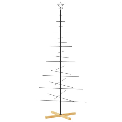 vidaXL Metal Christmas Tree | Black | Powder-coated steel, solid pine wood