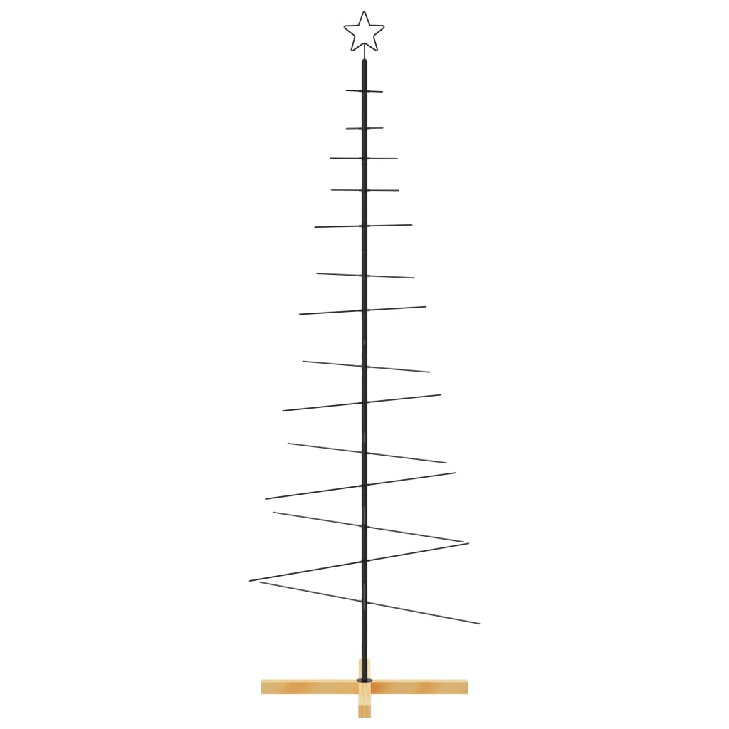 vidaXL Metal Christmas Tree | Black | Powder-coated steel, solid pine wood