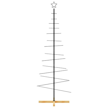 vidaXL Metal Christmas Tree | Black | Powder-coated steel, solid pine wood