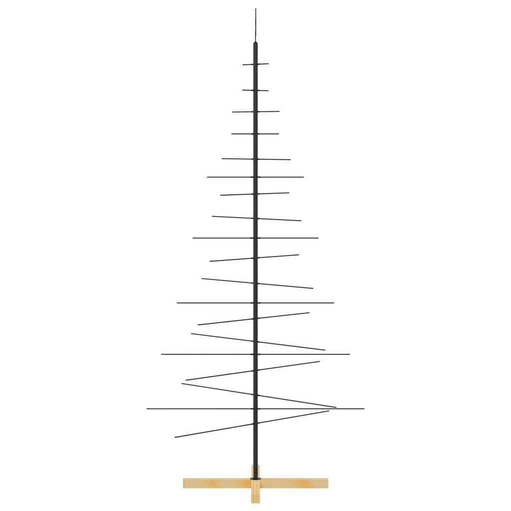 vidaXL Metal Christmas Tree | Black | Powder-coated steel, solid pine wood