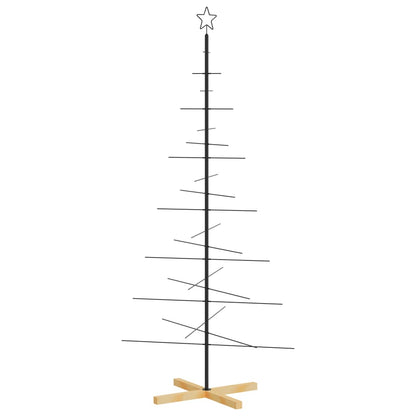 vidaXL Metal Christmas Tree | Black | Powder-coated steel, solid pine wood
