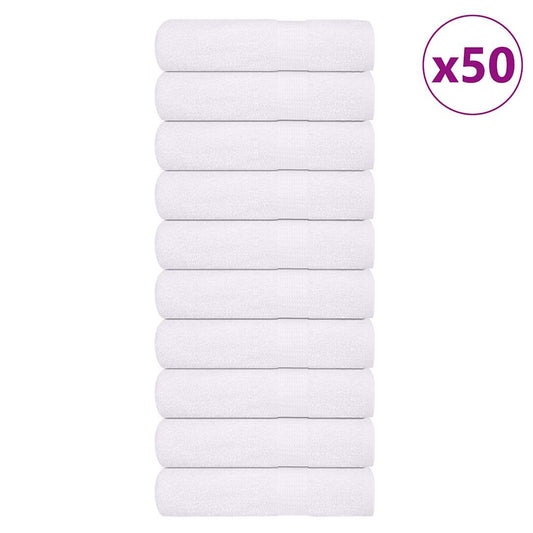vidaXL Hand Towels "FROGN" 50 pcs White 50x100 cm 360 gsm