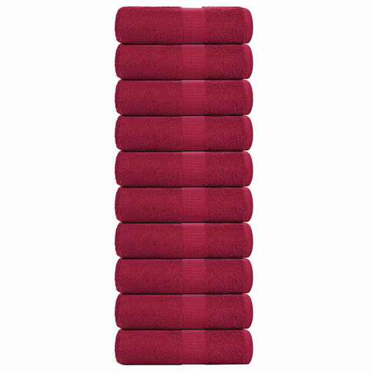 vidaXL Wash Towels "FROGN" 10 pcs Bordeaux 30x30 cm 360 gsm