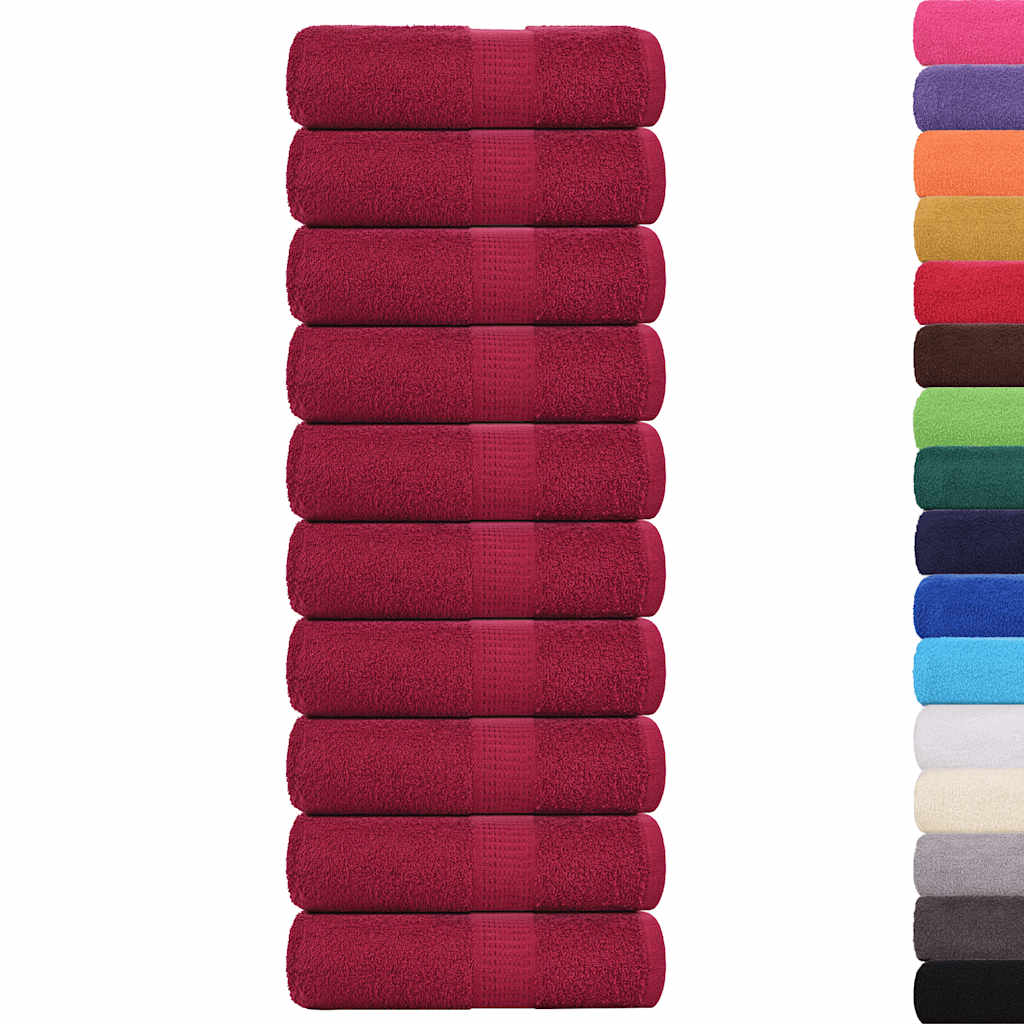vidaXL Guest Towels "FROGN" 10 pcs Bordeaux 30x50 cm 360 gsm