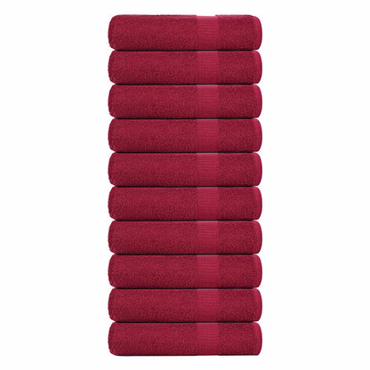 vidaXL Shower Towels "FROGN" 10 pcs Bordeaux 70x140 cm 360 gsm