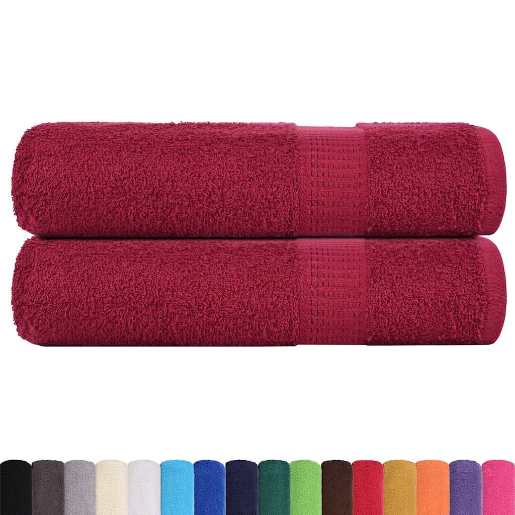 vidaXL Bath Towels "FROGN" 2 pcs Bordeaux 100x150 cm 360 gsm