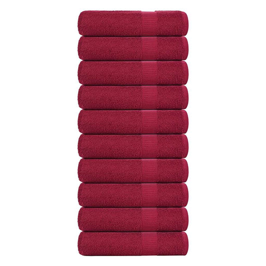vidaXL Bath Towels "FROGN" 10 pcs Bordeaux 100x150 cm 360 gsm