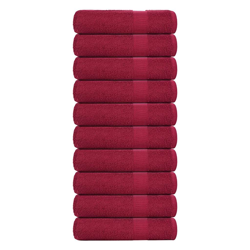 vidaXL Bath Towels "FROGN" 10 pcs Bordeaux 100x150 cm 360 gsm