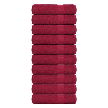 vidaXL Bath Towels "FROGN" 10 pcs Bordeaux 100x150 cm 360 gsm