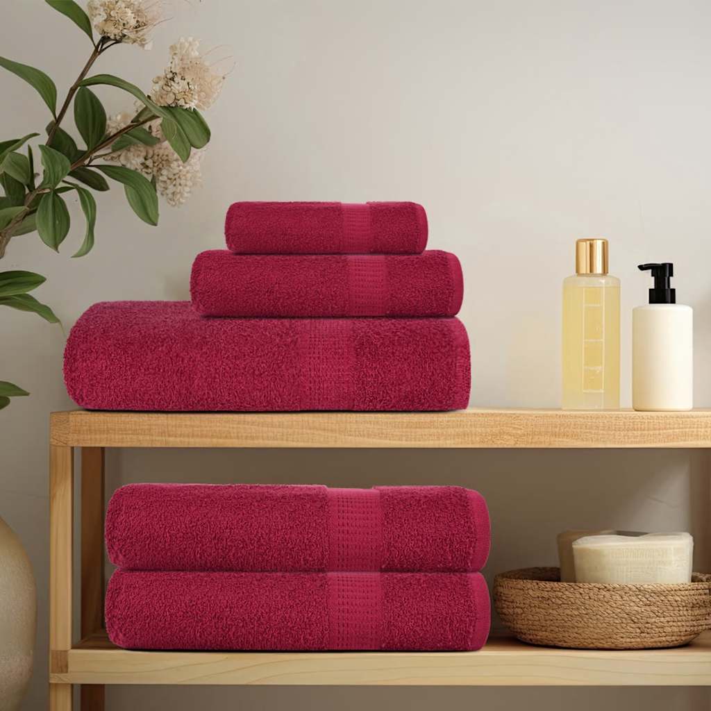 vidaXL Bath Towels "FROGN" 10 pcs Bordeaux 100x150 cm 360 gsm