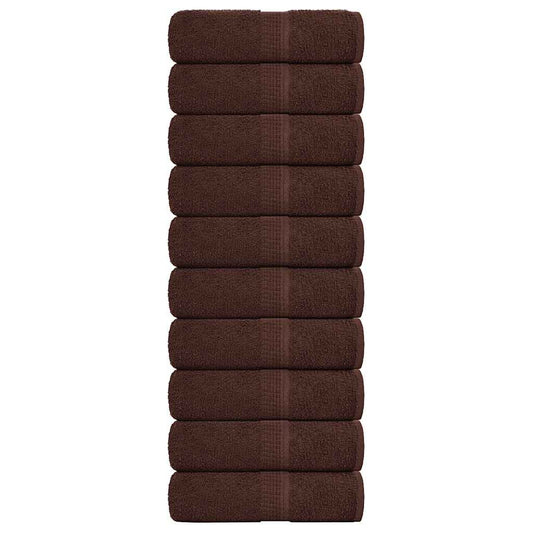 vidaXL Guest Towels "FROGN" 10 pcs Brown 30x50 cm 360 gsm