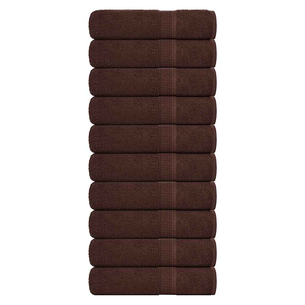 vidaXL Hand Towels "FROGN" 10 pcs Brown 50x100 cm 360 gsm