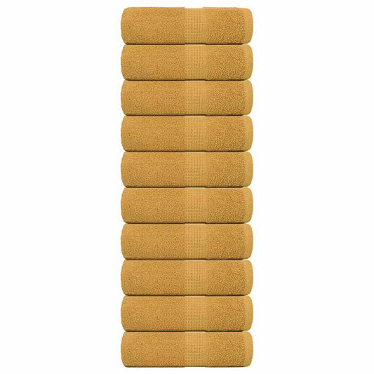 vidaXL Wash Towels "FROGN" 10 pcs Gold 30x30 cm 360 gsm