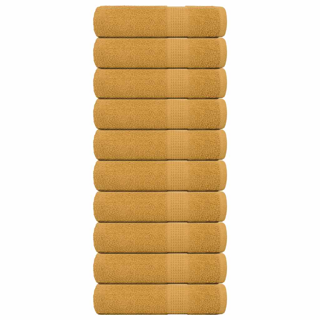 vidaXL Hand Towels "FROGN" 10 pcs Gold 50x100 cm 360 gsm