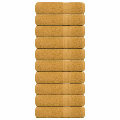 vidaXL Hand Towels "FROGN" 10 pcs Gold 50x100 cm 360 gsm
