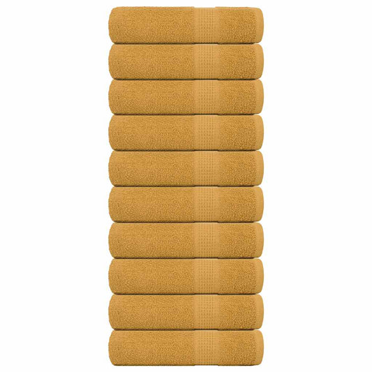 vidaXL Hand Towels "FROGN" 10 pcs Gold 50x100 cm 360 gsm