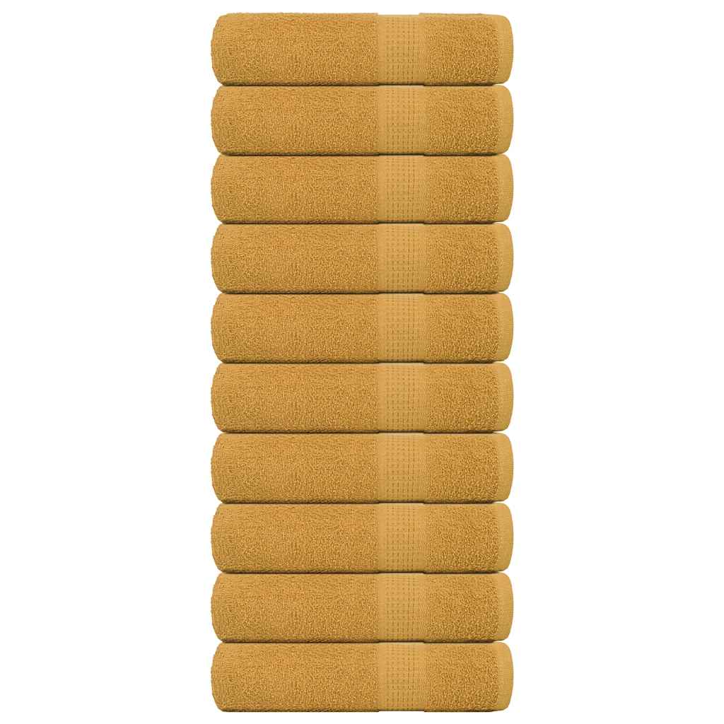 vidaXL Shower Towels "FROGN" 10 pcs Gold 70x140 cm 360 gsm