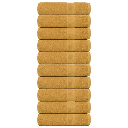 vidaXL Shower Towels "FROGN" 10 pcs Gold 70x140 cm 360 gsm