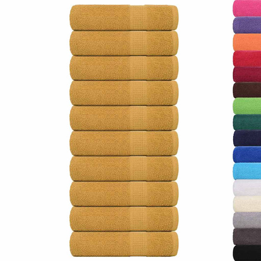 vidaXL Shower Towels "FROGN" 10 pcs Gold 70x140 cm 360 gsm