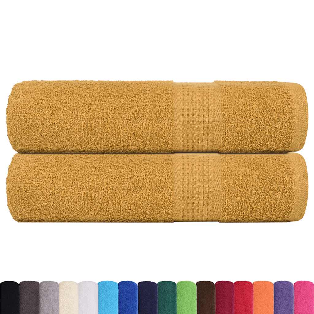 vidaXL Bath Towels "FROGN" 2 pcs Gold 100x150 cm 360 gsm