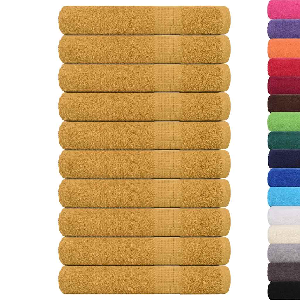 vidaXL Towels "FROGN" 10 pcs Gold 100x200 cm 360 gsm