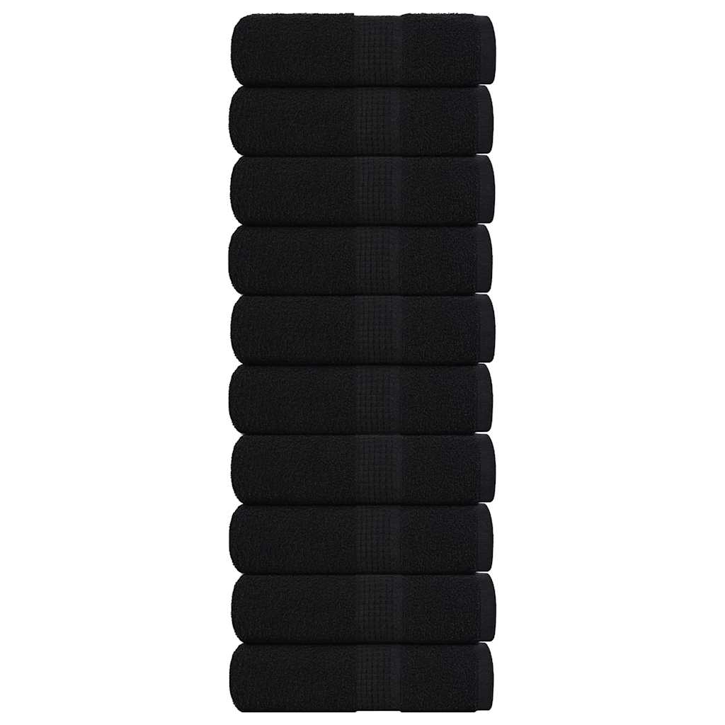 vidaXL Guest Towels "FROGN" 10 pcs Black 30x50 cm 360 gsm
