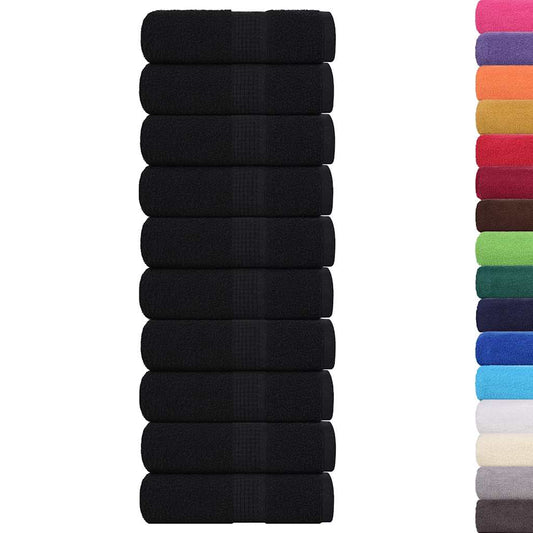 vidaXL Guest Towels "FROGN" 10 pcs Black 30x50 cm 360 gsm