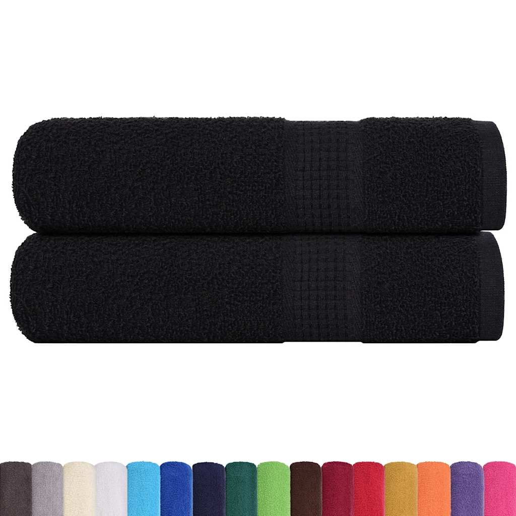 vidaXL Hand Towels "FROGN" 2 pcs Black 50x100 cm 360 gsm