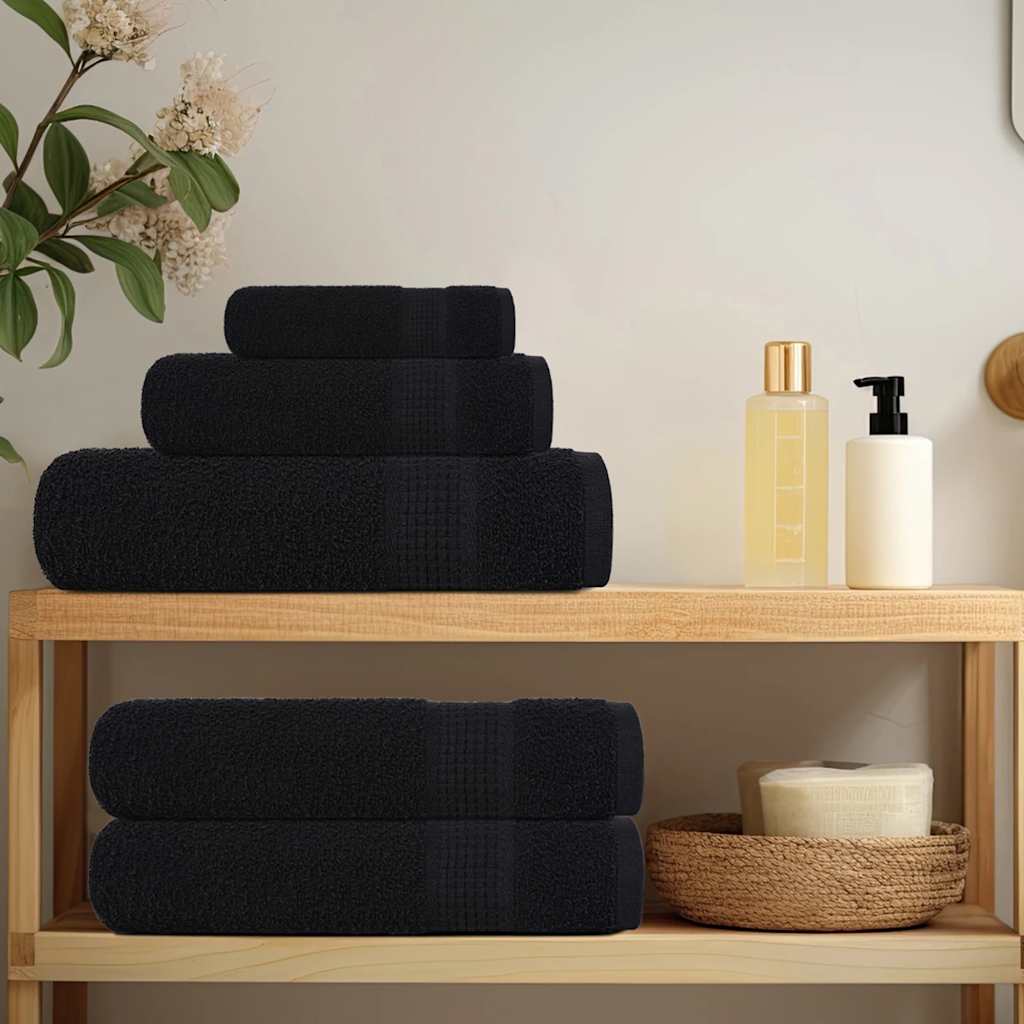 vidaXL Hand Towels "FROGN" 4 pcs Black 50x100 cm 360 gsm