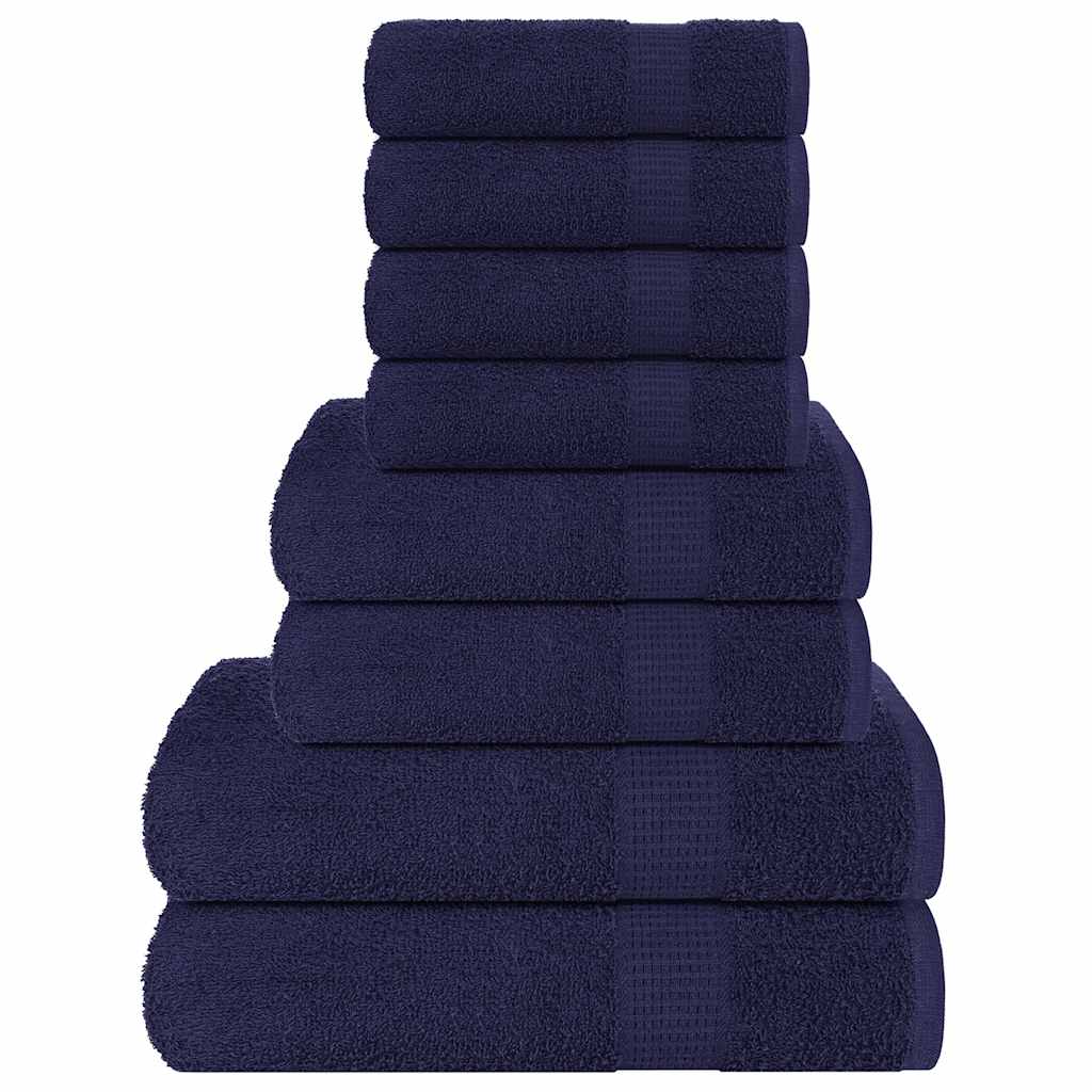 vidaXL 8 Piece Towel Set "FROGN" Navy Blue 360 gsm