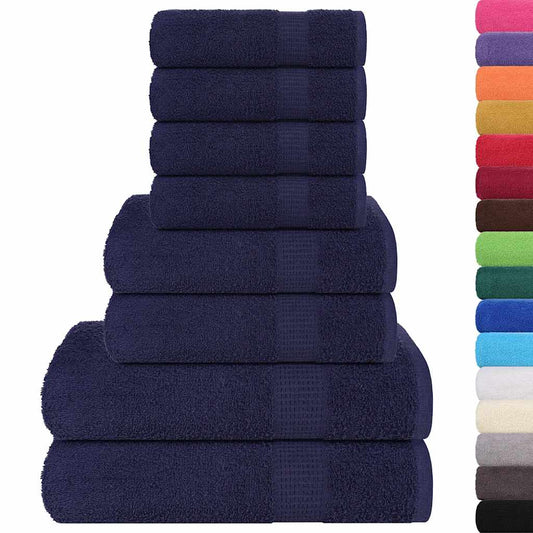 vidaXL 8 Piece Towel Set "FROGN" Navy Blue 360 gsm