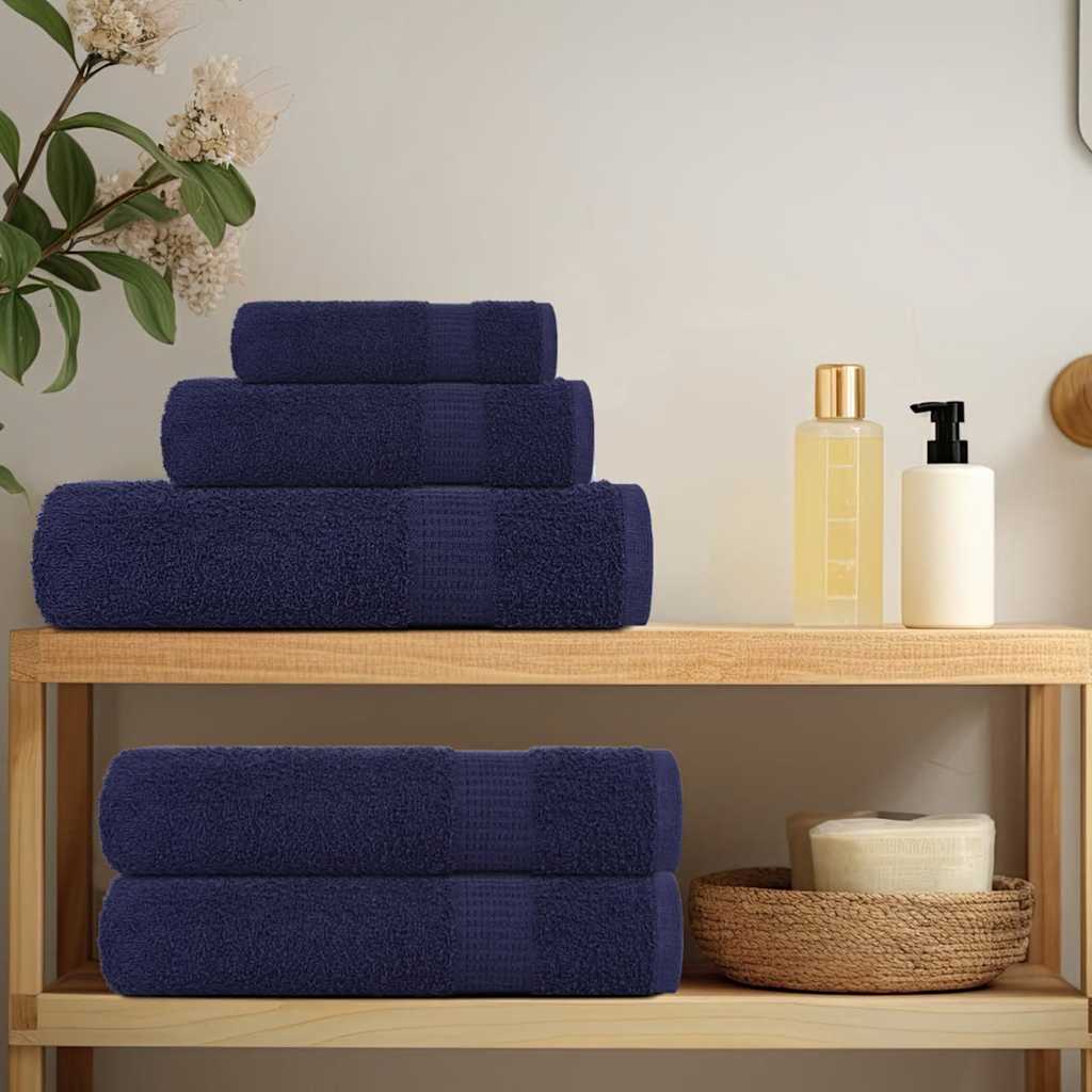 vidaXL 8 Piece Towel Set "FROGN" Navy Blue 360 gsm