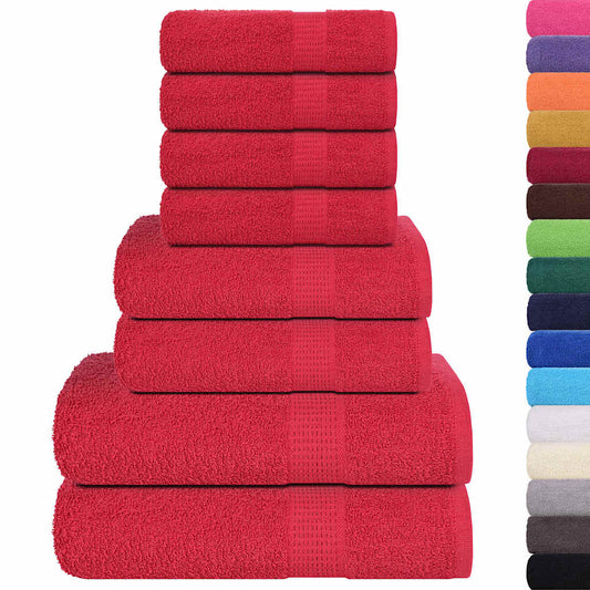 vidaXL 8 Piece Towel Set "FROGN" Red 360 gsm
