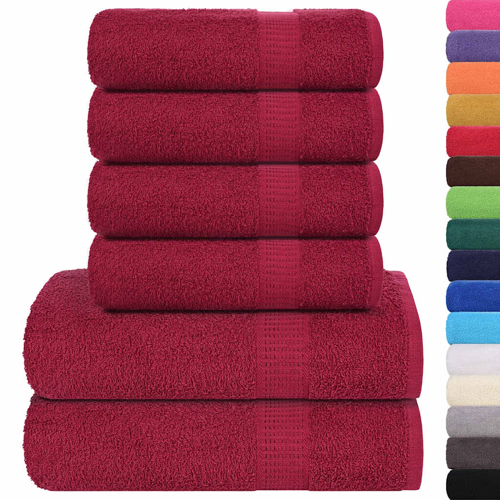 vidaXL 6 Piece Towel Set "FROGN" Bordeaux 360 gsm