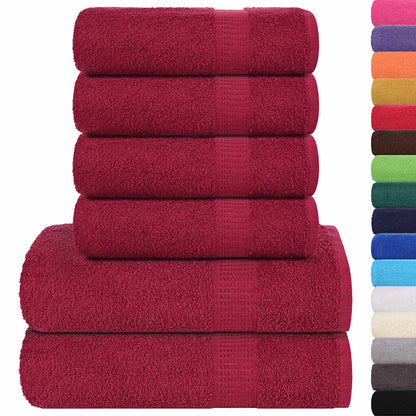 vidaXL 6 Piece Towel Set "FROGN" Bordeaux 360 gsm