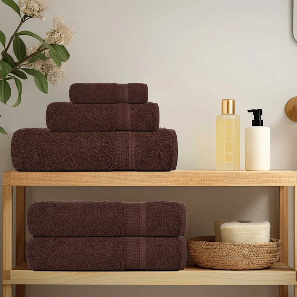 vidaXL 6 Piece Towel Set "FROGN" Brown 360 gsm