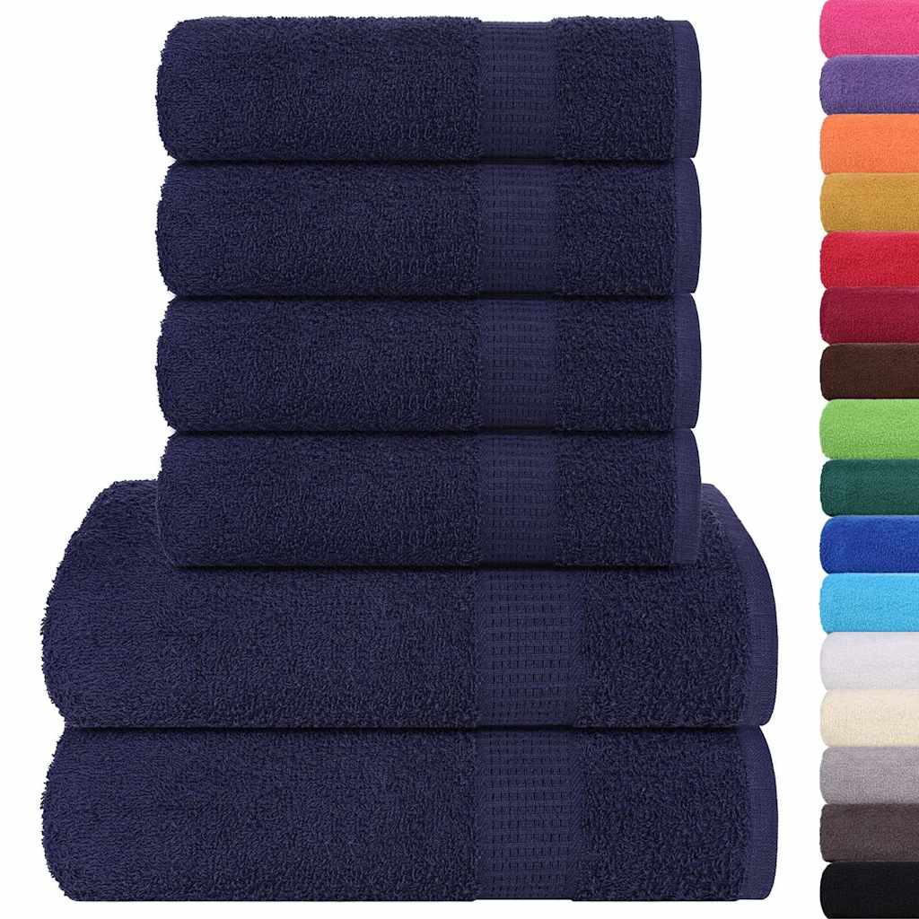 vidaXL 6 Piece Towel Set "FROGN" Navy Blue 360 gsm