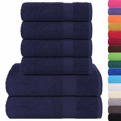 vidaXL 6 Piece Towel Set "FROGN" Navy Blue 360 gsm